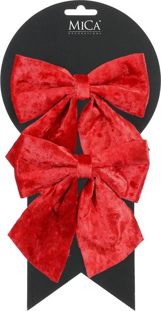 Mica Decorations Schleife-Set Rot aus Textil für Weihnachten, 2 Stück, B: 12 cm, H: 13 cm - Bild 1