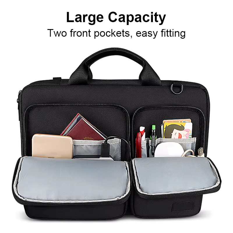 KOJESHUN Laptop-Handtasche in Schwarz als Schutzhülle für MacBook Pro, Xiaomi, Dell, HP und Lenovo für 14 bis 15,6 Zoll als tragbare Schulter-Umhängetasche - Bild 2