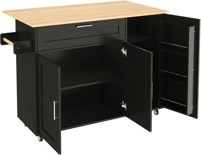 okwish Küchentisch mit klappbarer Arbeitsplatte in Schwarz, B/T/H: 132,5 x 44-70 x 90 cm - Bild 1
