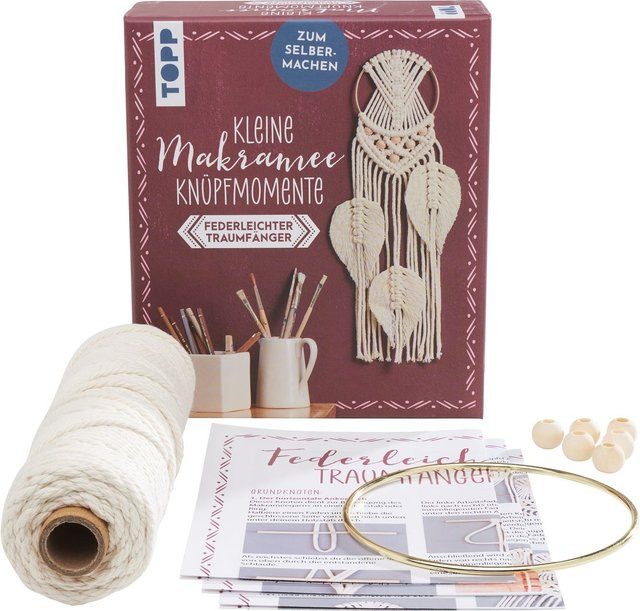 Topp Makramee-Knüpf-Set Federleichter Traumfänger in Beige aus Baumwolle, Holz und Metall - Bild 1