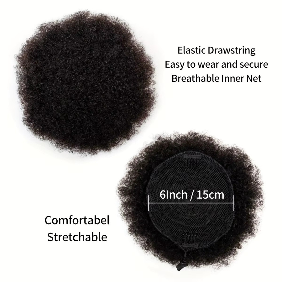 Newmi Afro Kinky Puffs, 100 % Echthaar Pferdeschwanz, Damen - Bild 5