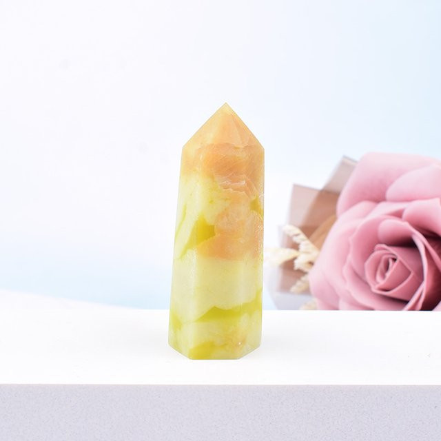 RYCRYSTAL Natürlicher Jade Kristall Obelisk in Mehrfarben, Energie Stein Ornament zur Dekoration, Größe 50-80 mm - Bild 1