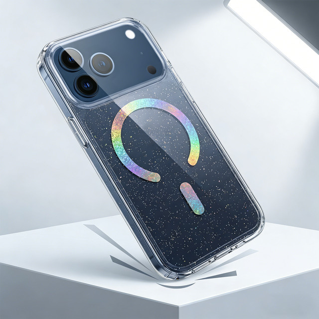 ZEAMAR Magnetische Handyhülle mit Glitzer-Effekt für iPhone 17 Air 16E 15 14 Plus 13 12 11 Pro Max, Transparent, MagSafe kompatibel - Bild 1