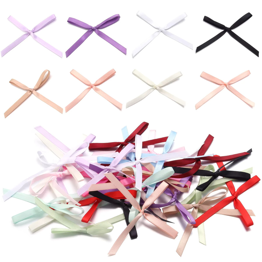 30 Stück Polyester-Satinbandschleifen in Mehrfarbig und Schwarz, B: 6,5 cm, H: 8,5 cm, ideal für DIY-Kleidung, Kopfbedeckungen und Dekorationen - Bild 2