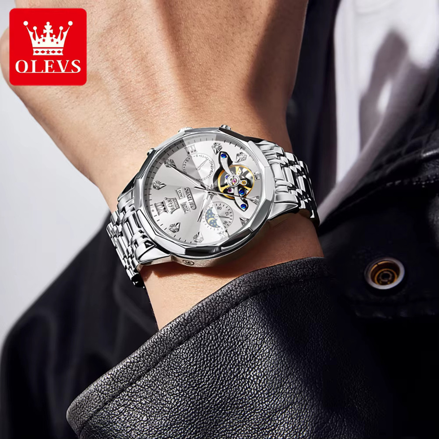 OLEVS Armbanduhr, Automatik, Edelstahl, Gold, Herren - Bild 3
