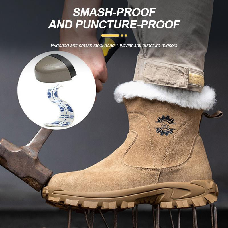 Avant-garde Sicherheitsschuhe für Herren als warme Winter-Arbeitsstiefel mit Stahlkappe und Funkenresistenz, Farbe: Braun, Größe: 37 - Bild 2