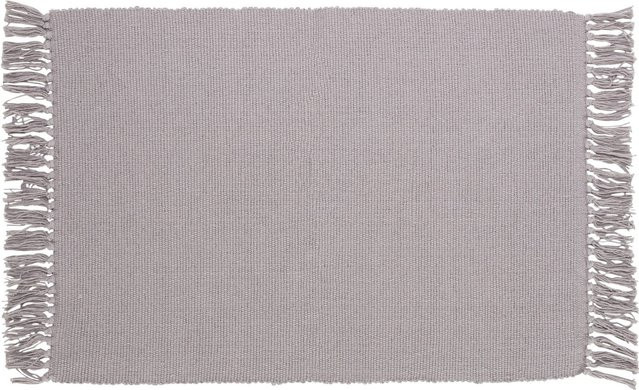 OBI Baumwoll Teppich Uni Silbergrau mit Fransen, B/T: 80 x 50 cm - Bild 1