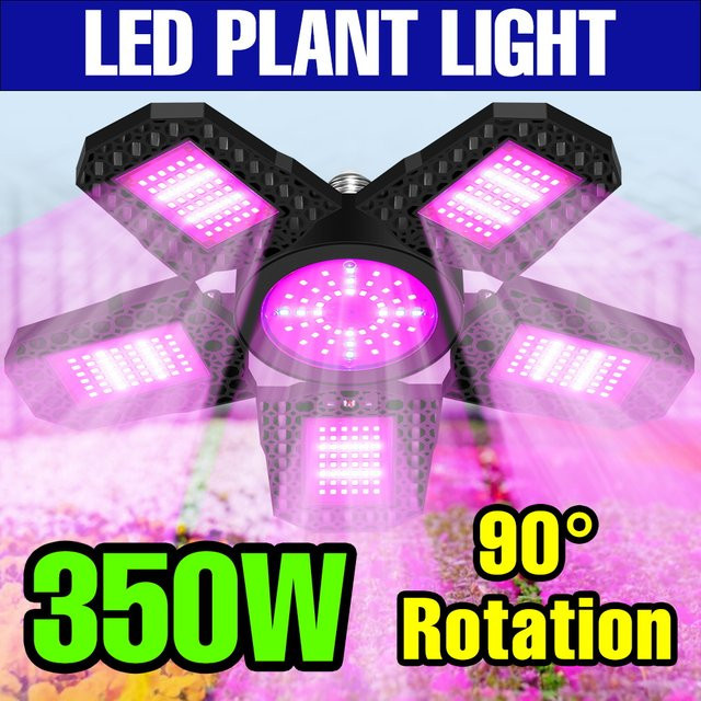 CanLing 350W LED Pflanzenlampe Vollspektrum E27/E26 Schwarz Faltbare Beleuchtung für Gewächshaus, Blumen, Gemüse und Hydrokultur - Bild 1