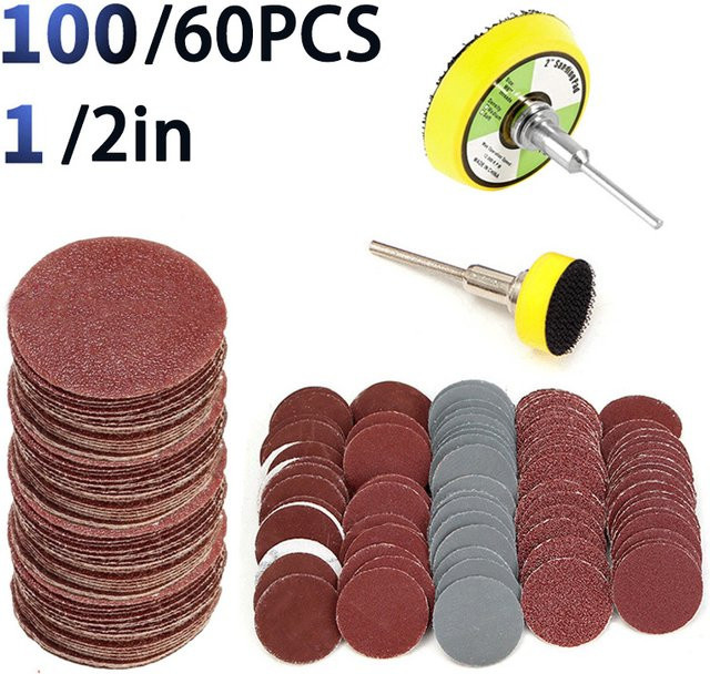 60er Set Schleifscheiben Pads für Drehwerkzeuge mit 100-3000 Grit zum Schleifen und Polieren, Multicolor - Bild 1
