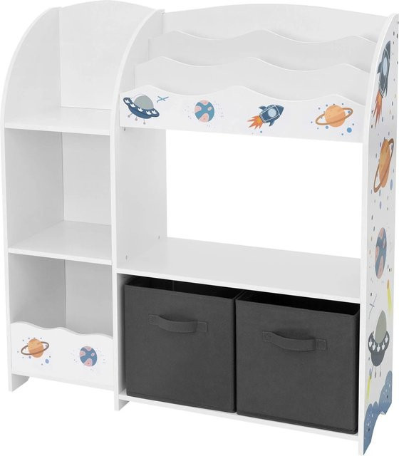 Joyz Kinderregal Weltraum-Motiv in Weiß und Grau mit 8 Ablagefächern, B/T/H: 93 x 30 x 98 cm - Bild 2