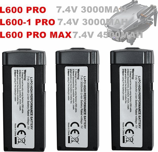 TERFPV Lipo Batterie für L600 PRO L600-1 PRO L600PRO MAX Drohnen, 7,4 V, 3000 mAh oder 4500 mAh, Schwarz - Bild 1