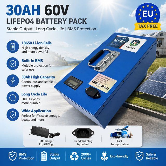 Lithium-Ionen-Akku-Pack 21700 für Motorrad, Elektrofahrzeuge und Dreiräder, 60V, Farbe: Blau - Bild 1