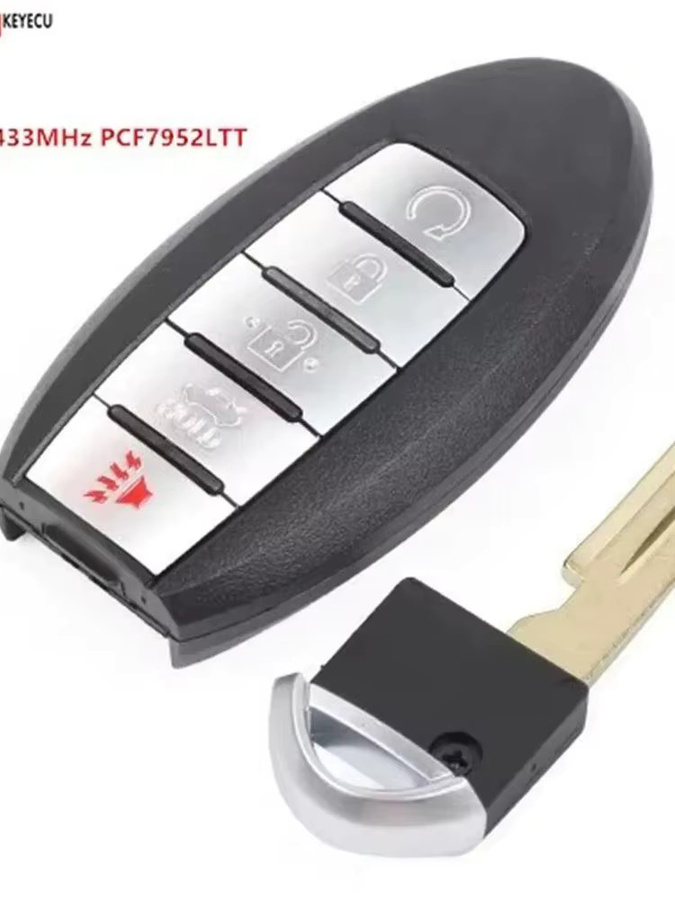 Keyecu Smart Fernbedienung Schlüsselanhänger für Nissan Patrol Armada und Infiniti QX56 Q80, 5 Tasten, 433 MHz, ID46 Chip, Schwarz - Bild 4