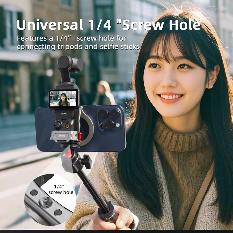 Magnetische Halterung und Erweiterungsadapter für DJI Pocket 3 und DJI Pocket 4 als Teleprompter-Ständer und Live-Streaming-Halterung - Bild 4