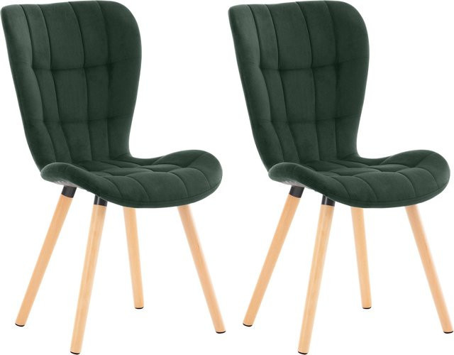 CLP 2er Set Esszimmerstühle Elda Lehnstühle aus Samt und Kunstleder mit Holzgestell - Bild 1