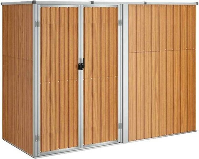 vidaXL Geräteschuppen aus verzinktem Stahl in Braun mit Schrägdach, B: 225 cm, H: 161 cm, T: 89 cm - Bild 1