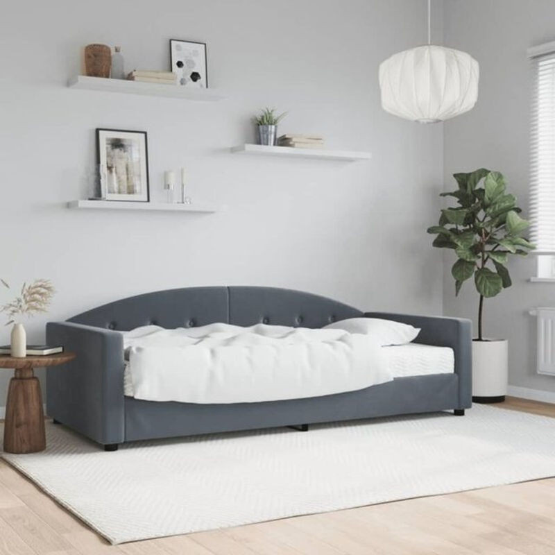 vidaxl Polsterbett Tagesbett mit Matratze aus Samt und Metall in Anthrazit B/T/H: 90 x 190 cm - Bild 1
