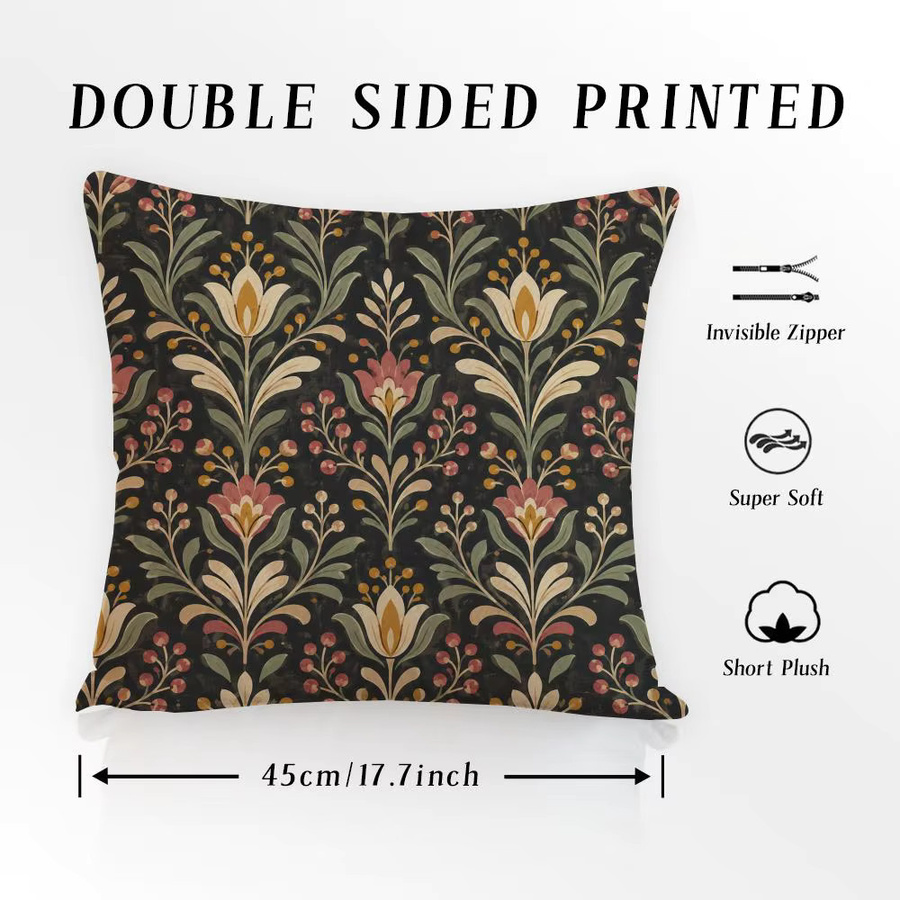 William Mori Style Vintage Plants Kissenbezug aus Plüsch in Weiß mit floralem Design, quadratisch, B/B: 30 x 30 cm - Bild 4