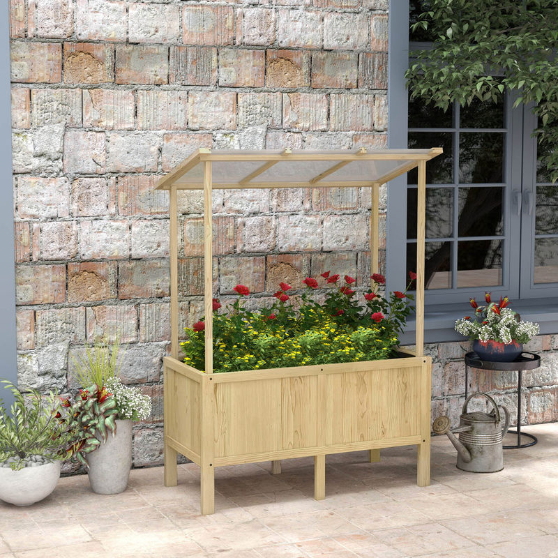 Outsunny Hochbeet aus Holz mit Deckel und Vliesstoff, Pflanzkasten für Garten und Balkon, H x B x T: 152 x 110 x 60 cm - Bild 2