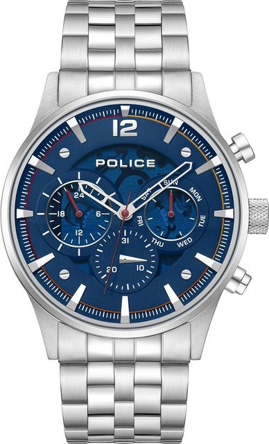 Police Herrenuhr, Quarz, Edelstahl, Blau, 45 mm, 5 ATM - Bild 1
