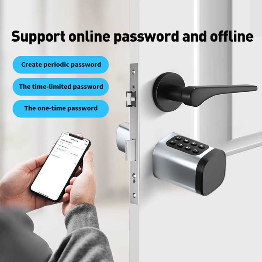 Asia-Teco Intelligenter Fingerabdruck-Schlosskern mit RFID-Tastatur und Passwort für Holztüren, kompatibel mit der Tuya App - Bild 2