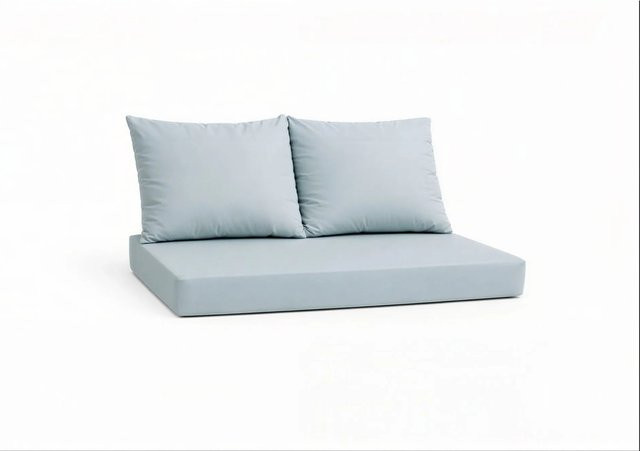 Setgarden Outdoor Palettenkissen Set in Pastellblau mit Sitzkissen und Rückenkissen, 1-teilig, Breite: 120 cm, Tiefe: 60 cm, Höhe: 10 cm sowie 2 Rückkissen mit Breite: 60 cm, Höhe: 50 cm - Bild 1