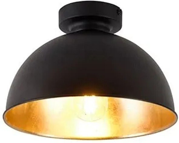 QAZQA Magnax Industrielle Deckenleuchte aus Stahl in Schwarz und Gold, Durchmesser: 28 cm - Bild 1