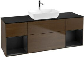 V&B Waschtischunterschrank Finion in Blau lackiert mit Regal, Breite: 160 cm - Bild 1