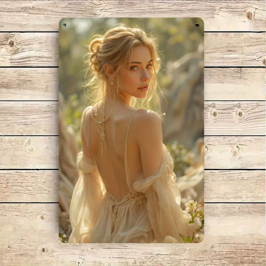 HELLOYOUNG Vintage Blechschild mit Frauenfigur als Retro-Wanddekoration, Mehrfarbig, B/H: 30 x 20 cm - Bild 2
