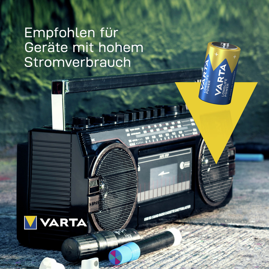 Varta Longlife Power D Mono Alkaline Batterien 1,5V 2er Pack - Bild 3