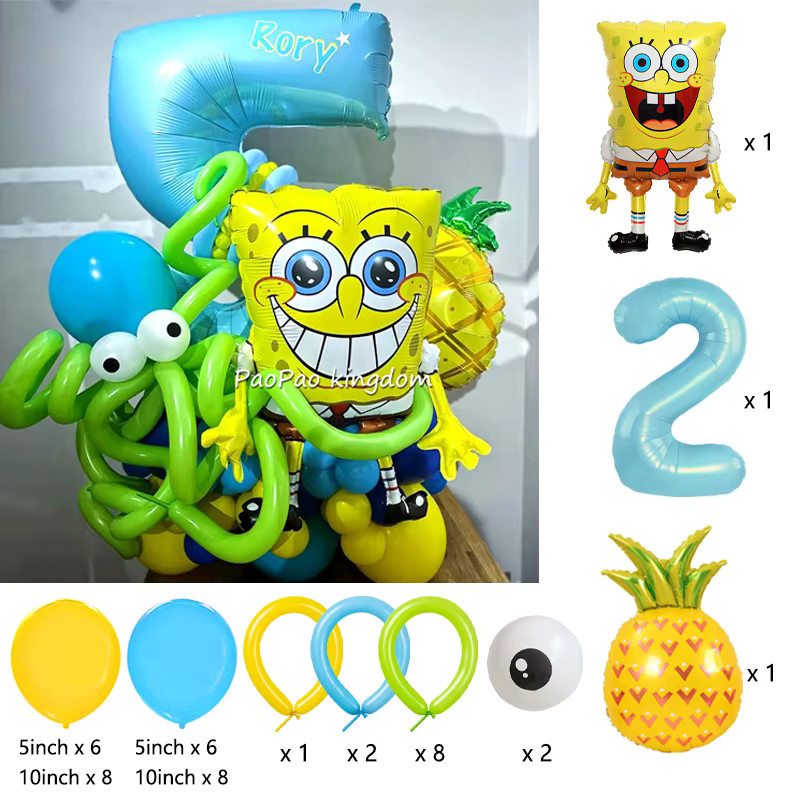 SpongeBob Schwammkopf Geburtstagsset mit Folienballons und Party-Dekoration in Mehrfarbig von Potdemiel - Bild 2