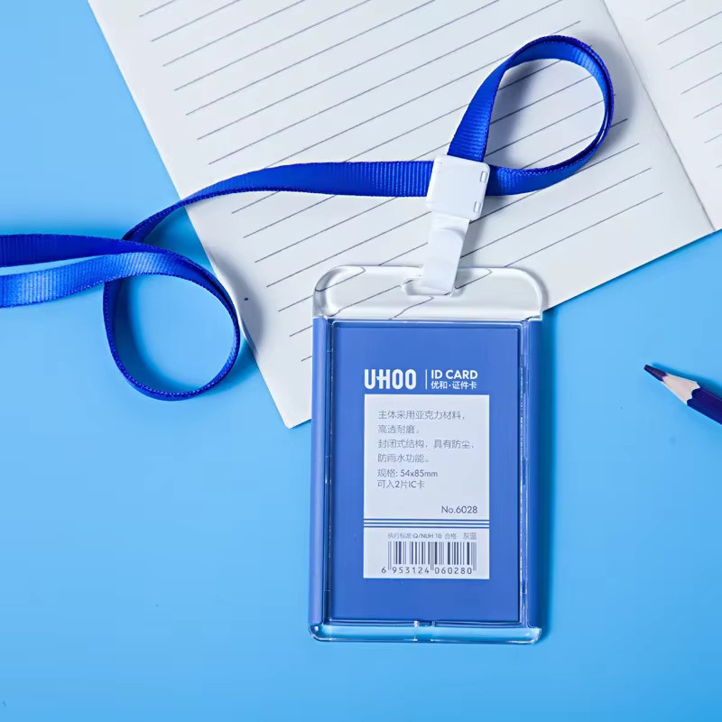 SOZAKKA Transparente Kartenhülle mit Lanyard für Ausweise, ID-Karten und Kreditkarten in Grau - Bild 2