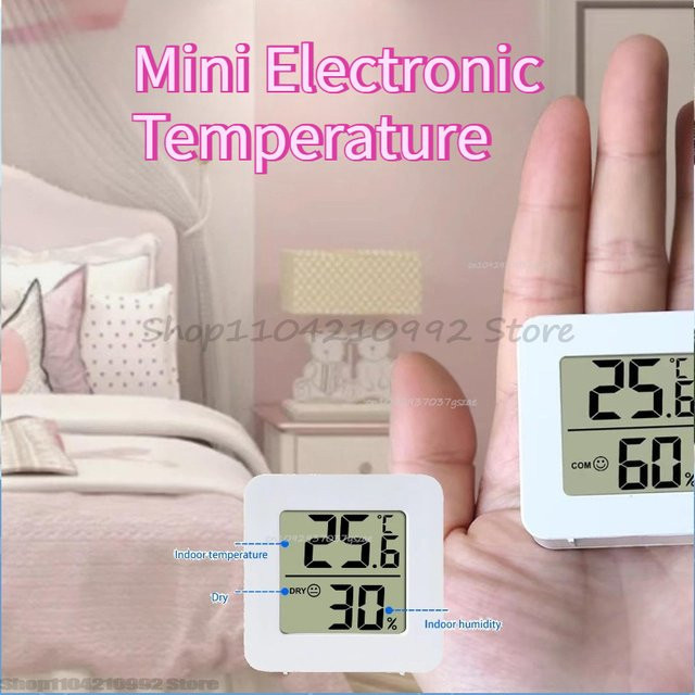 Octpress Mini Elektronisches Temperatur- und Feuchtigkeitsmessgerät mit Smiley-Anzeige in Weiß - Bild 1