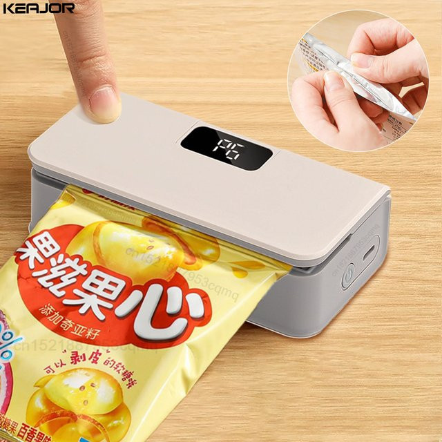 raugee 2-in-1 Mini-Versiegelungsmaschine für Plastiktüten, USB wiederaufladbar und tragbar, Blau-Weiß - Bild 1
