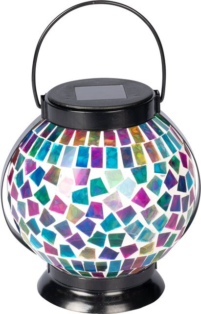 Solar-LED-Mosaik-Hängelaterne 2 in 1 von viva domo in Multicolor mit Glaseffekt für den Garten - Bild 1