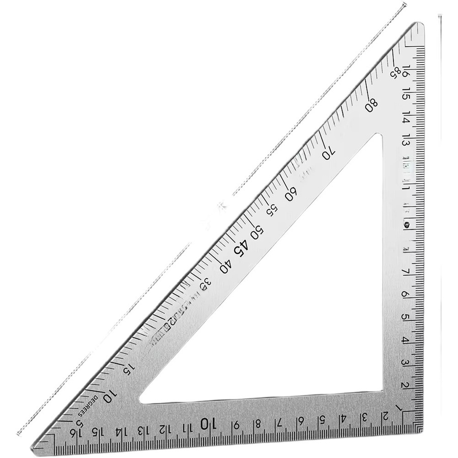 Edelstahl Dreieckslineal als 45-90-Grad-Winkelmesser mit Dual-Skala in Silber für Tischlerei und Zeichnen - Bild 4
