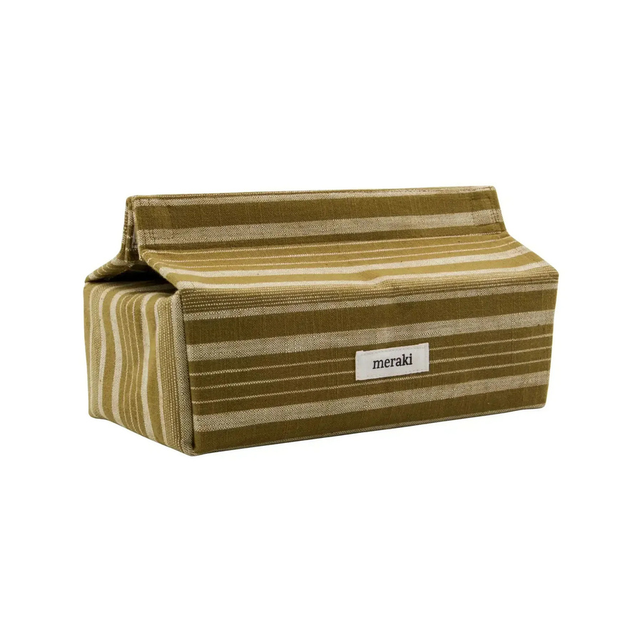 Meraki Taschentuchbox Tissue in Dunkeloliv mit Streifenmuster, B/T/H: 13,0 x 13,0 x 24,0 cm - Bild 1