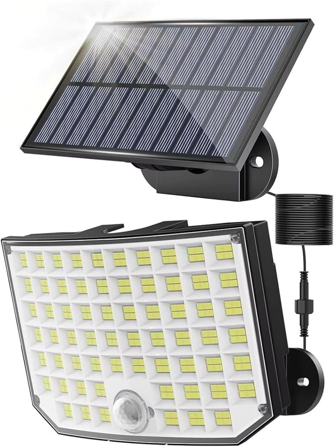 Swiatla LED Solar Flutlicht mit Bewegungsmelder und 256 LEDs, IP65 wasserdicht, 5 m Kabel, Sicherheitsleuchte aus ABS-Kunststoff für Hof und Garage - Bild 5