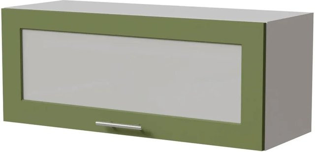 Feldmann-Wohnen Klapphängeschrank Brerra W4BS/90 WKF in Weiß und RAL 6025 Farngrün Matt mit Glastüren und Soft-Close-Funktion, B/T/H: 90 x 32,5 x 36 cm - Bild 1