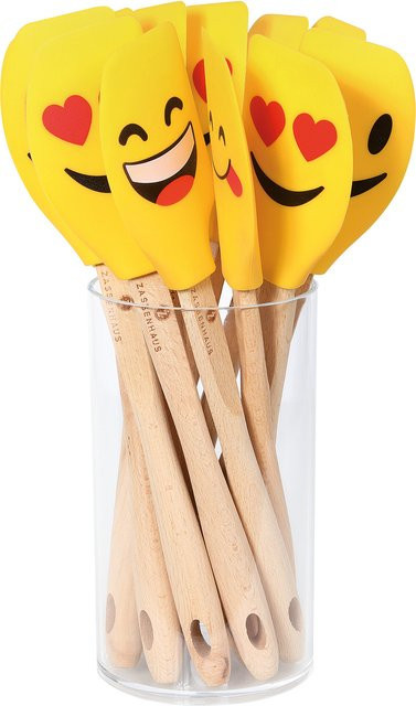 Teigschaber Zassenhaus Smiley aus Silikon in Gelb und Braun, hitzebeständig - Bild 1
