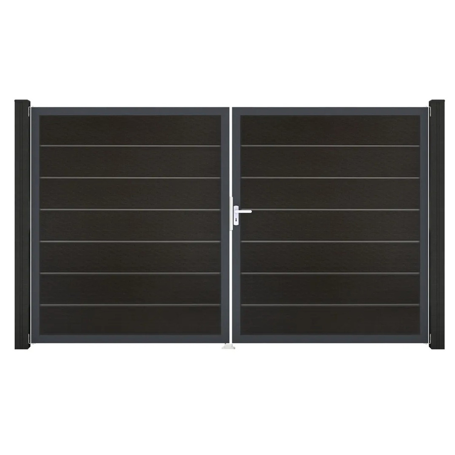 GroJa Grande Steckzaun Tor Premium DIN Rechts Doppel-Tor in Schwarz aus Aluminium und BPC - Bild 2