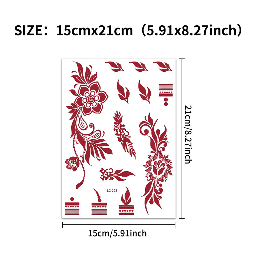 ROCOOART Temporäre Tattoos, 3 Bögen, Blumen-Spitzen-Mehndi-Designs, Damen - Bild 4
