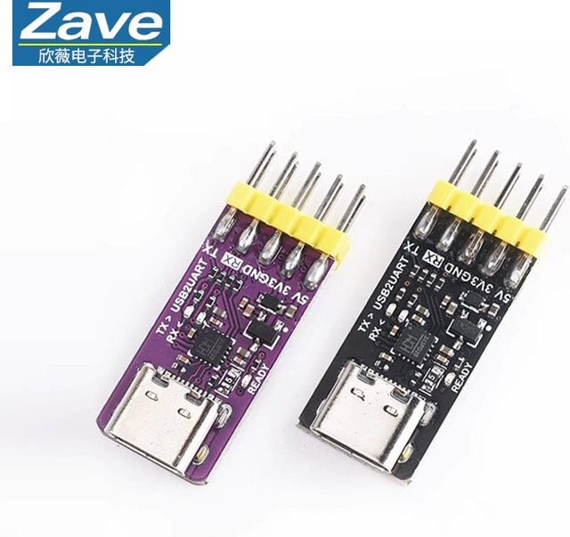 ZAVE CH343P USB zu TTL UART Modul als serieller Mikrocontroller-Downloader in Schwarz mit USB-C Anschluss - Bild 1