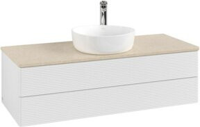 V&B Waschtischunterschrank Antao mit Frontstruktur und Beleuchtung, Farbe: Weiß, B/T/H: 120 x 50 x 36 cm - Bild 1