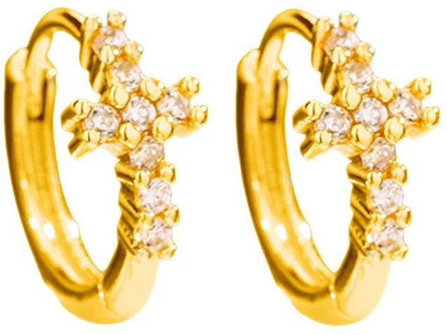 Lucky Star Jewelry Creolen, Kupfer, Gold, Zirkonia, Damen - Bild 1
