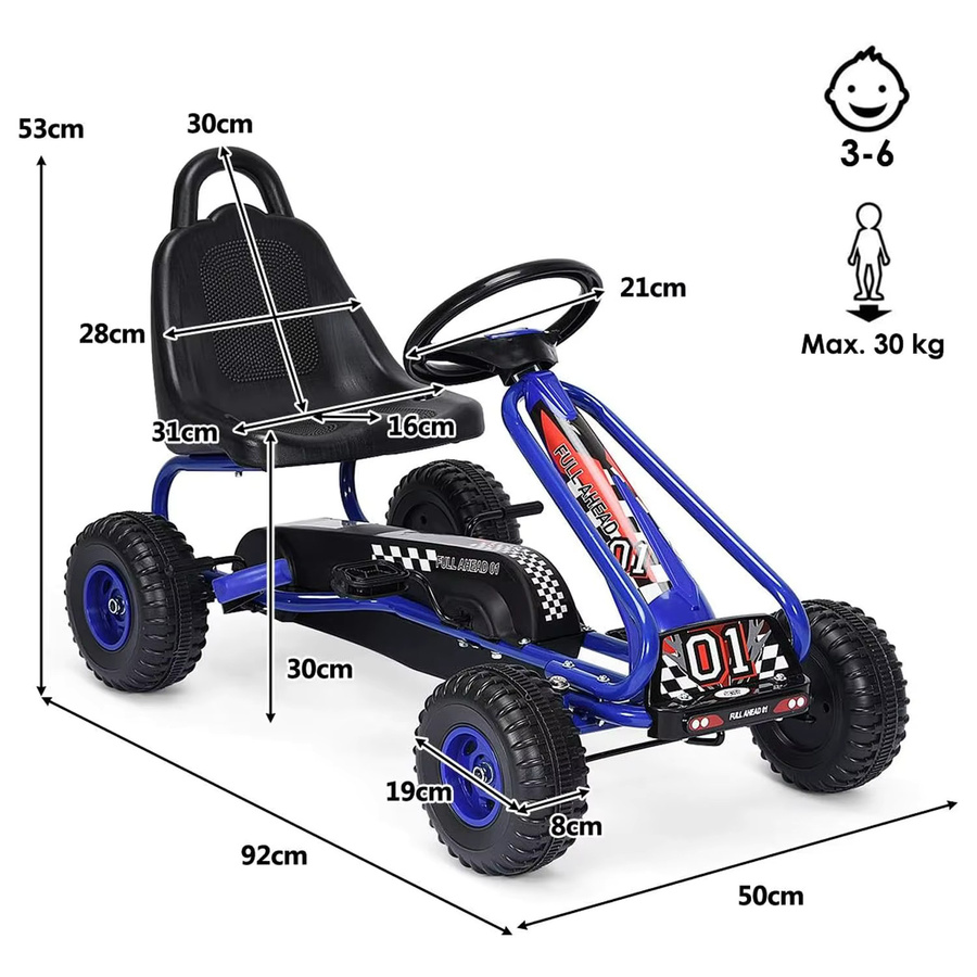 GOFLAME Go-Kart, Tretauto, mit verstellbarem Sitz, mit Handbremse, ab 3 Jahre - Bild 4