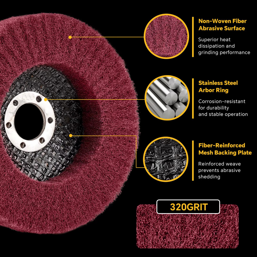 NuoDunco 8 Stück Nylon-Faser-Fächerscheiben aus Vlies für Winkelschleifer, Abrasive Polierscheiben für Holz und Metall, Durchmesser: 11,5 cm - Bild 3