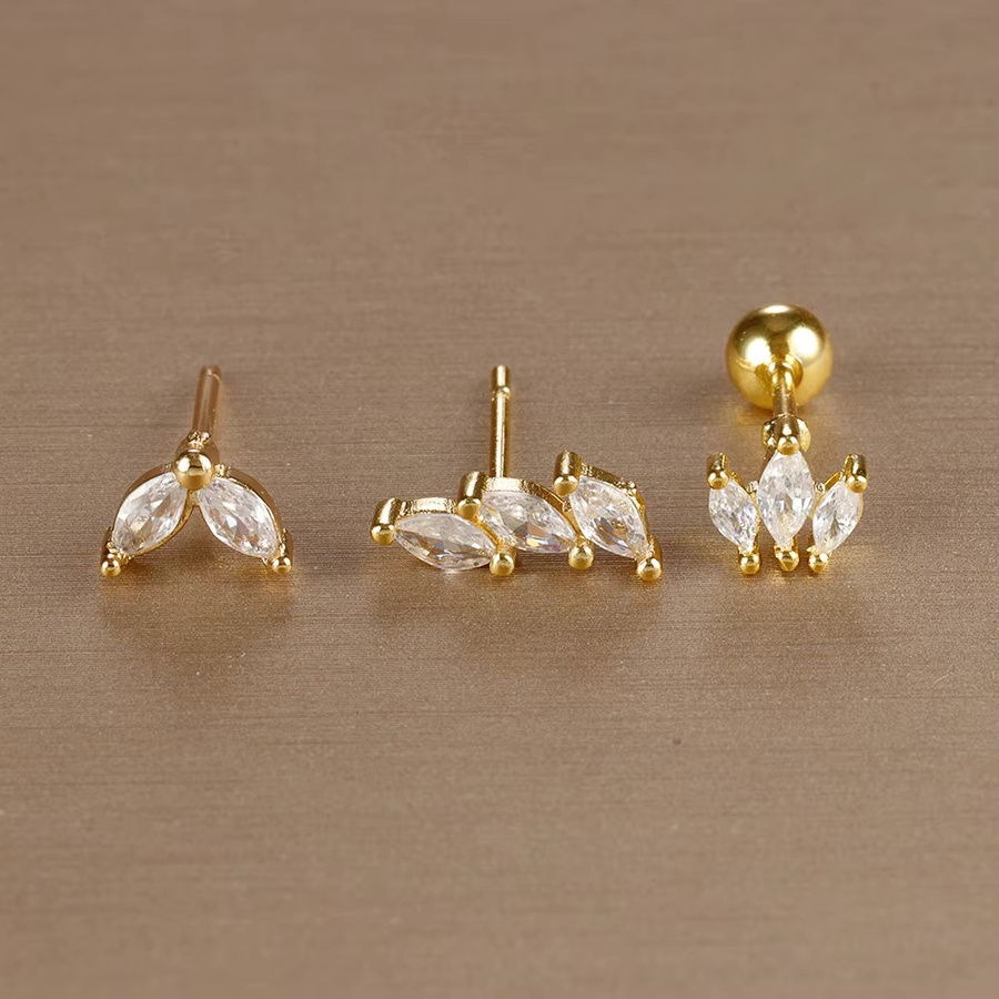 Maodane Ohrring Set, Edelstahl, Gold Farbe, Kristall Zirkon, Damen - Bild 2