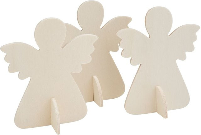 VBS Holzdekoration Engel aus Sperrholz in Beige für Weihnachten mit Standfuß - Bild 1