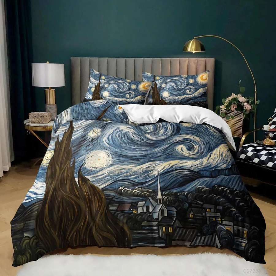 Bettbezug-Set Sternennacht Van Gogh Design von Binchi Outdoor Product, Mehrfarbig, Polyester-Mikrofaser, B/H: 264 x 228 cm - Bild 2